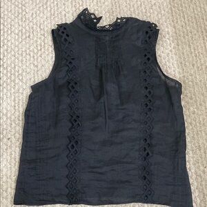 Frame Denim Black Sleeveless Blouse